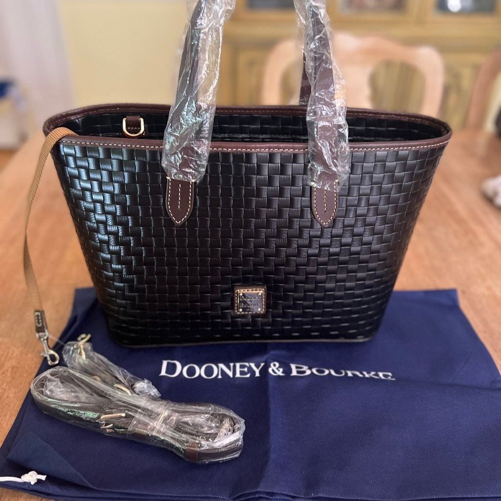 Dooney and Bourke shoulder and crossbody bag- Black with Brandy accents